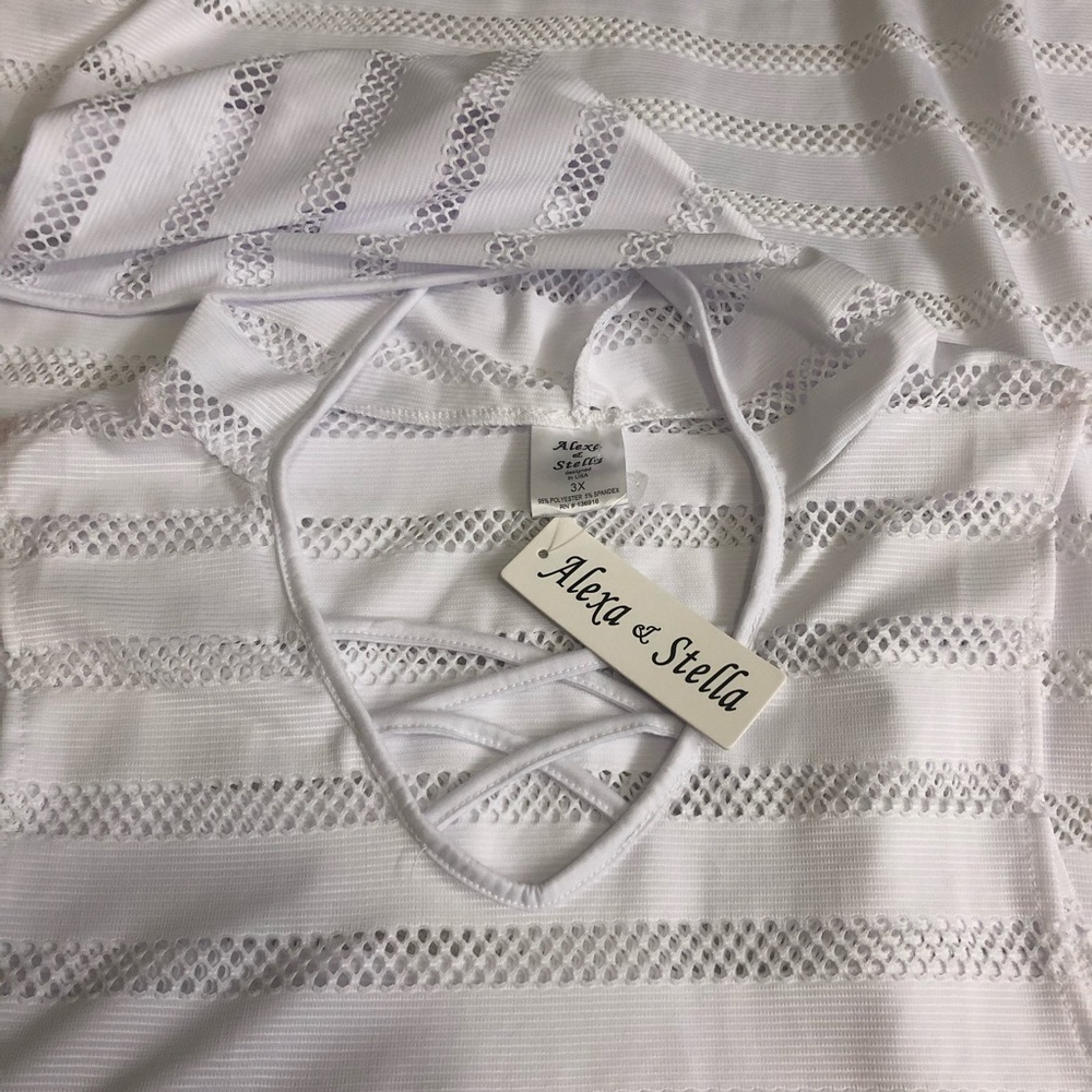 White cover up with hoodie